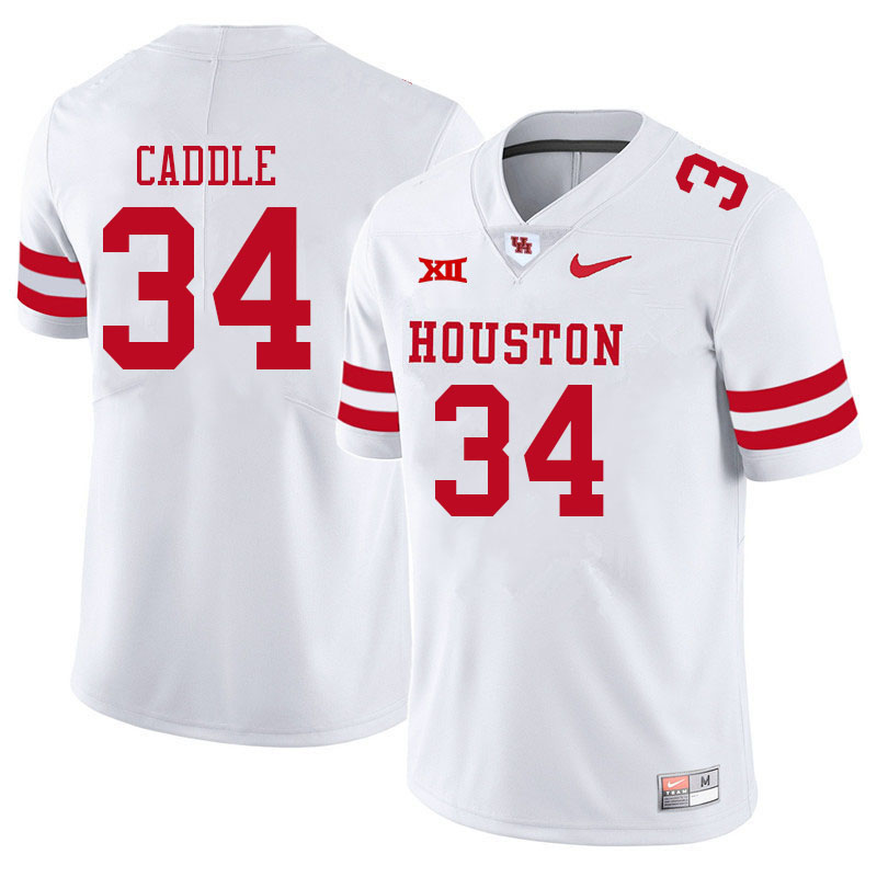 Men #34 Dylan Caddle Houston Cougars College Big 12 Conference Football Jerseys Sale-White